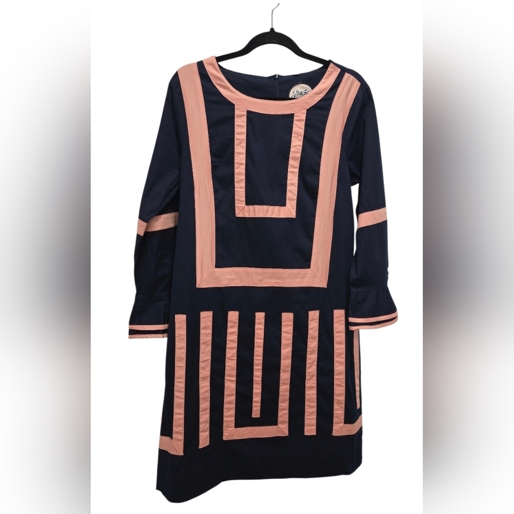 Almatrichi Color Block Navy & Coral Tunic Dress, Size 42/10 - Picture 2 of 6